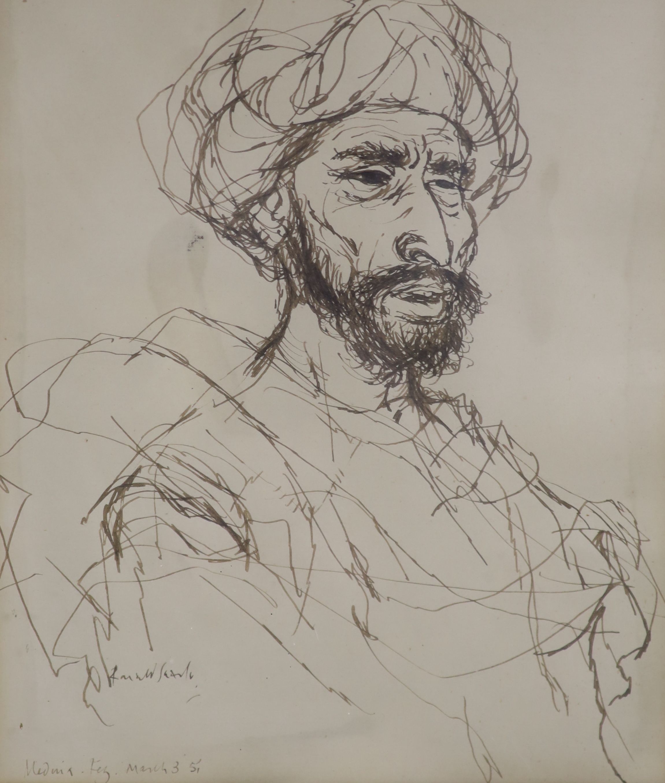Ronald Searle (1920-2011), pen and ink, 'Medina. Fez. March 3 51', signed, 22 x 18cm